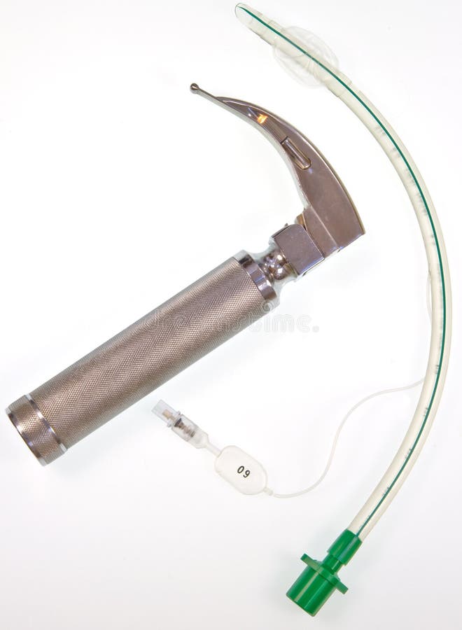 Cuffed Endotracheal Tube and Laryngoscope Stock Image Image of
