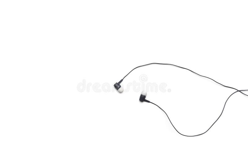 Cuffie nere isolate su fondo bianco immagini stock