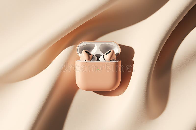 Cuffie rosa lucide con custodia in tessuto beige morbido royalty illustrazione gratis