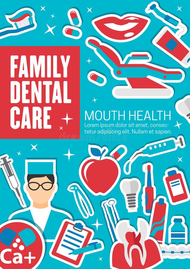 Cuidado dental de la familia y clínica de diagnóstico ilustración del vector Cuidado dental de la familia y clínica de diagnóstico ilustración del vector