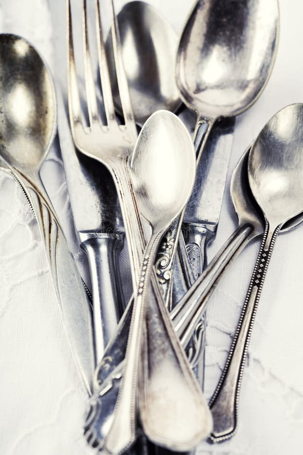 Cuillères, fourchettes et knifes photo stock Cuillères, fourchettes et knifes photo stock