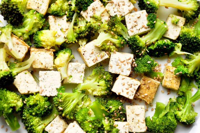 Nourriture végétalienne : plat cuit à la vapeur de brocoli et de tofu photos libres de droits Nourriture végétalienne : plat cuit à la vapeur de brocoli et de tofu photos libres de droits