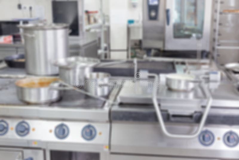 Cuisine of Restaurant. Chrome Kitchen Equipment Cafe Stock Image