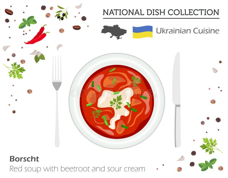 Cuisine ukrainienne Collection nationale européenne de plat Le Borscht est illustration libre de droits Cuisine ukrainienne Collection nationale européenne de plat Le Borscht est illustration libre de droits