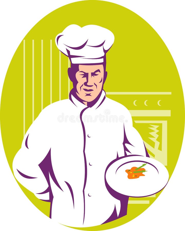 Cuisinier de chef servant un repas illustration stock Cuisinier de chef servant un repas illustration stock