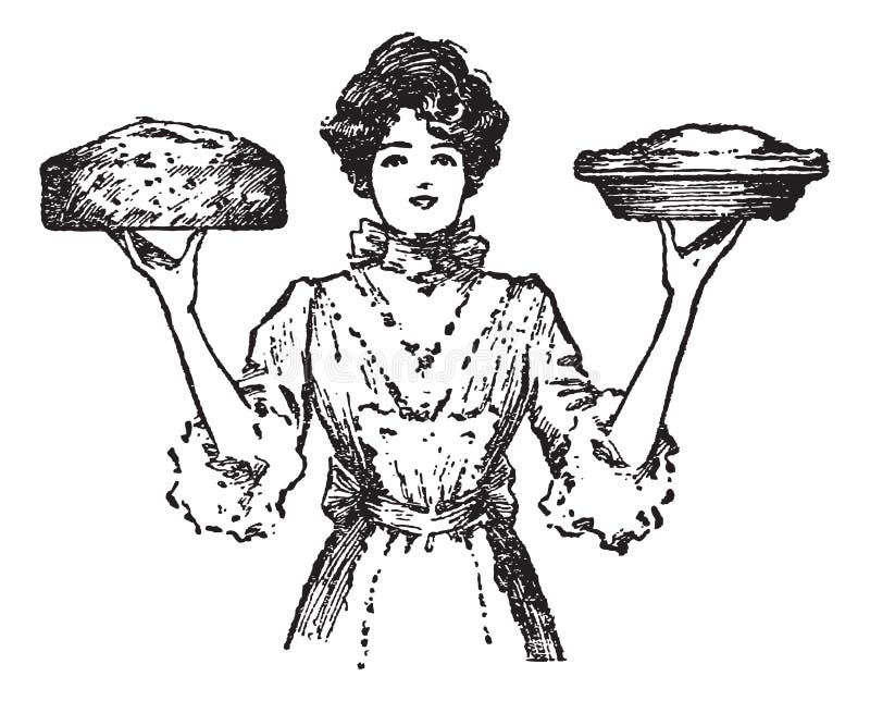 Cuisinier ou serveuse de cru avec les secteurs cuits au four