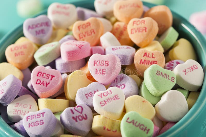 Colorful Candy Conversation Hearts for Valentine's Day. Colorful Candy Conversation Hearts for Valentine's Day