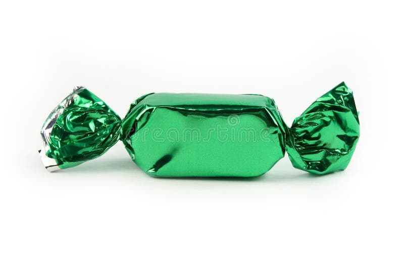 Single green candy wrapped isolated on white. Single green candy wrapped isolated on white