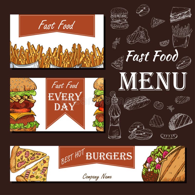 Cukierniany menu z ręka rysującym projektem Fasta food menu restauracyjny szablon Set karty dla korporacyjnej tożsamości również royalty ilustracja Cukierniany menu z ręka rysującym projektem Fasta food menu restauracyjny szablon Set karty dla korporacyjnej tożsamości również royalty ilustracja