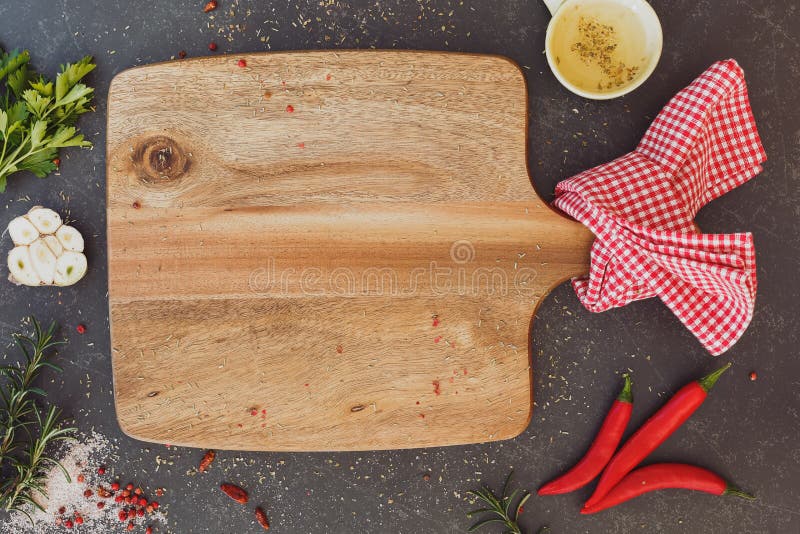 Culinary background with empty cutting board