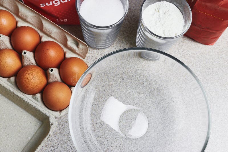 Culinary Class in a Kitchen. Ingredients for Baking Cake on a Table