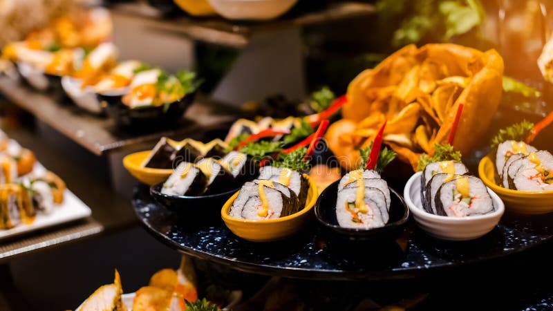 Culinary Event. Food Background, Close-up. Catering Buffet Food in Hotel  Restaurant. Fresh, Celebration. Stock Image - Image of cuisine, buffet:  171488039