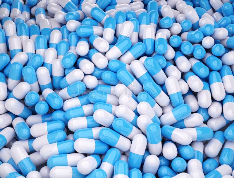 Culoare albastru și alb pe fond alb pentru capsula 3d ilustrații de randare stock illustration