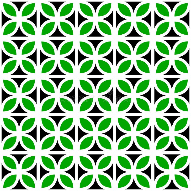 Culoare albă și verde frunze încleștare geometrică vectorială de tipar fără sudură stock illustration