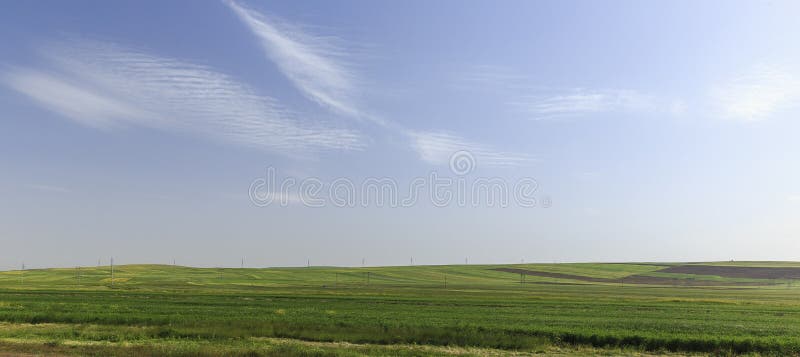 Cultivated fields in the mountains of Gobustan (Azerbaijan)