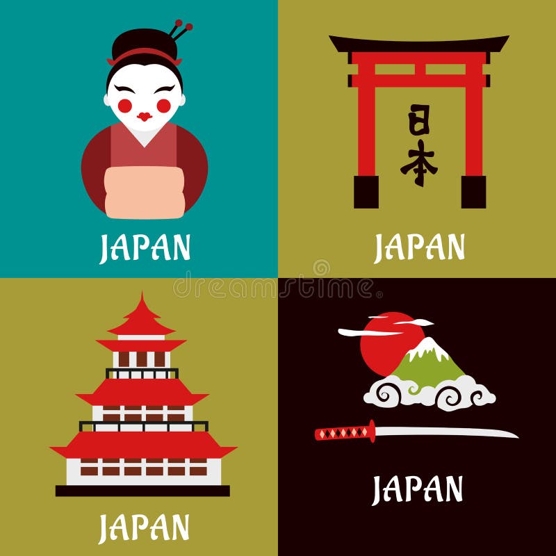 Cultura Japonesa E Iconos Planos Religiosos Ilustración del Vector -  Ilustración de decorativo, asia: 63035822