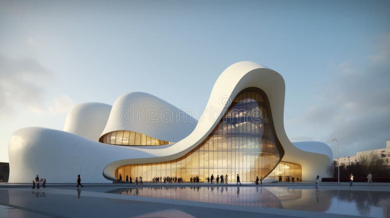 Cultural Center, A Fluid Architectural project. generative ai AIG32 royalty free stock photos