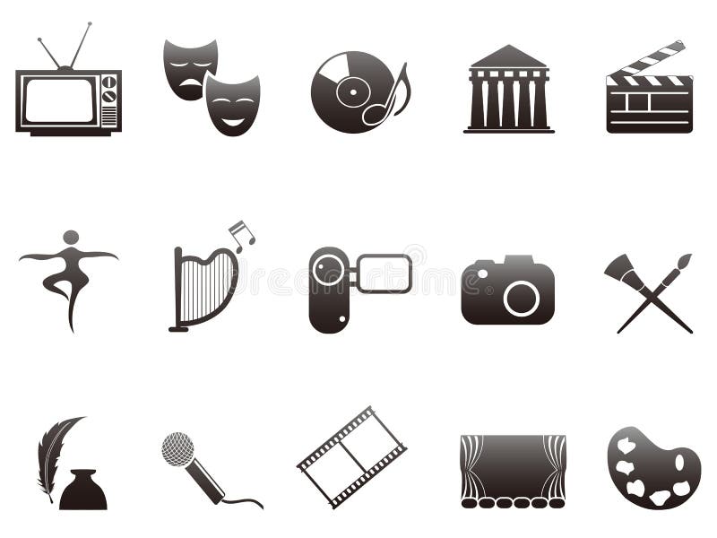 Culture and art icons set stock illustration Culture and art icons set stock illustration