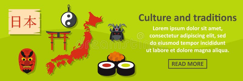 Culture and traditions japan banner horizontal concept royalty free illustration