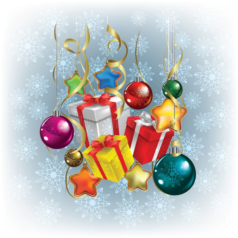 Saudação natalícia abstrata com presentes ilustração stock
