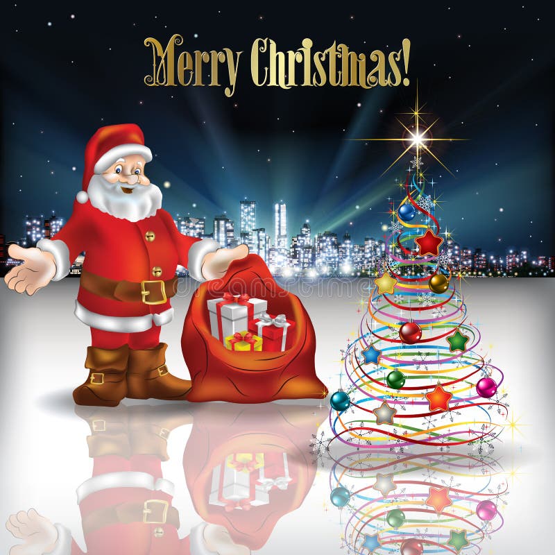 Saudação de Natal abstrata com silhueta da cidade ilustração stock