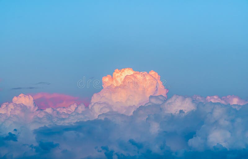 Cumulus Clouds At Sunset Beautiful Colored Dramatic Cumulus Fluffy