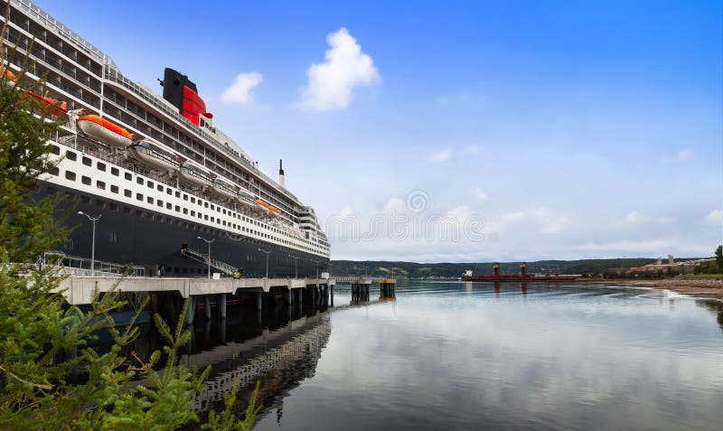 Cunard cruise ship docked at port Saguenay