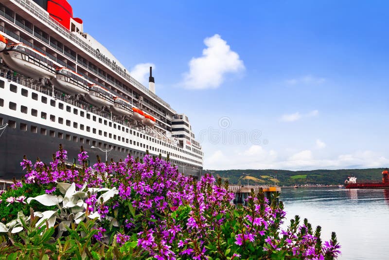 Cunard cruise ship docked at port Saguenay