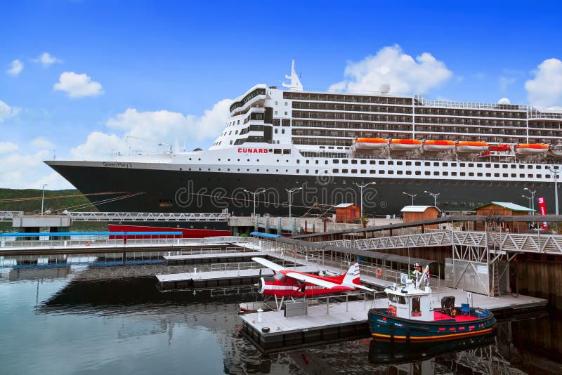 Cunard cruise ship docked at port Saguenay