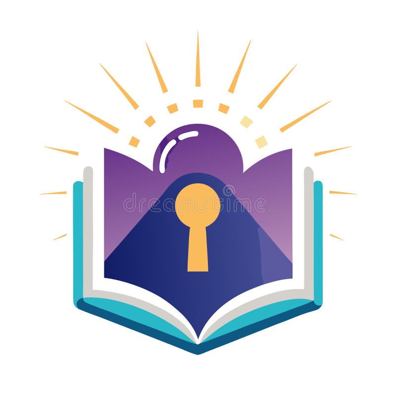 Cunoștințele deblochează potențialul : Cartea Keyhole și Sunrise Concept Ilustrație stock illustration