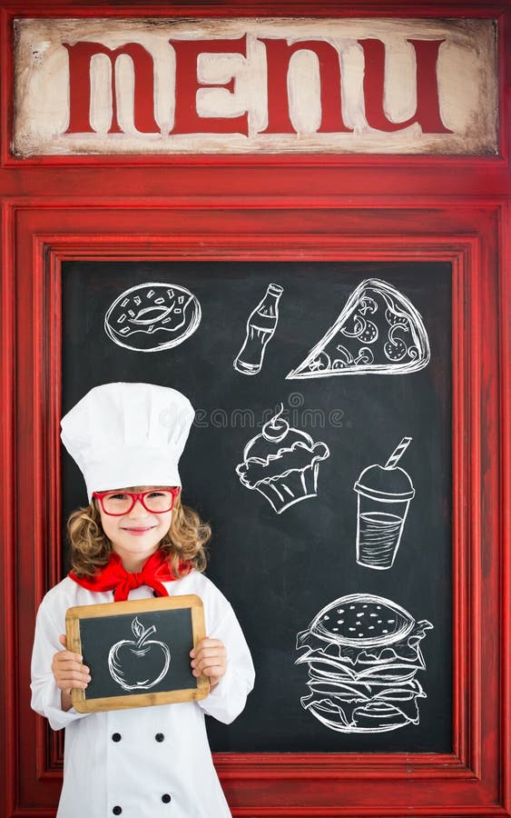 Cuoco del cuoco unico del bambino Concetto di affari di ristorante immagini stock