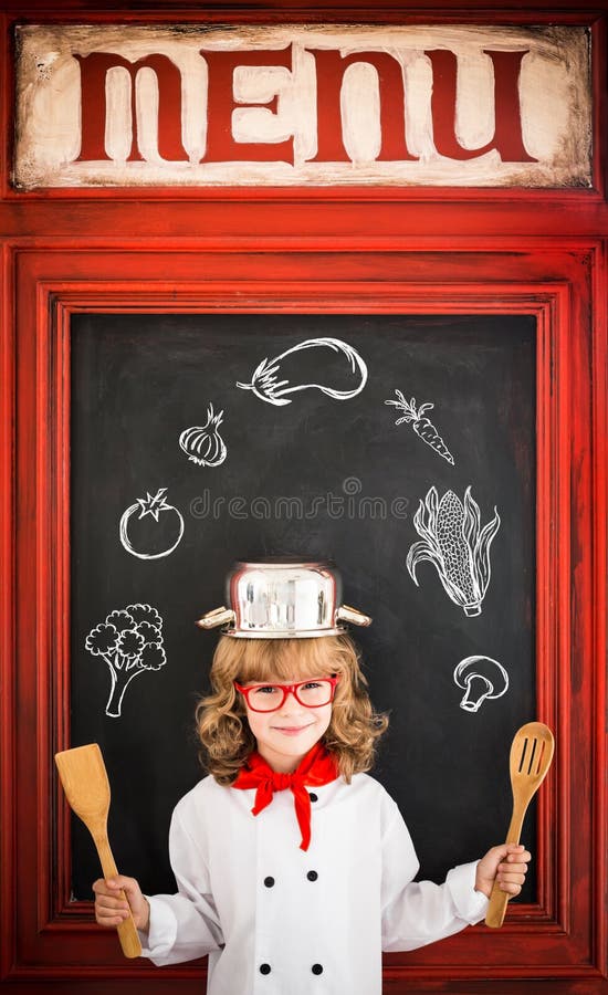 Cuoco del cuoco unico del bambino Concetto di affari di ristorante fotografia stock libera da diritti