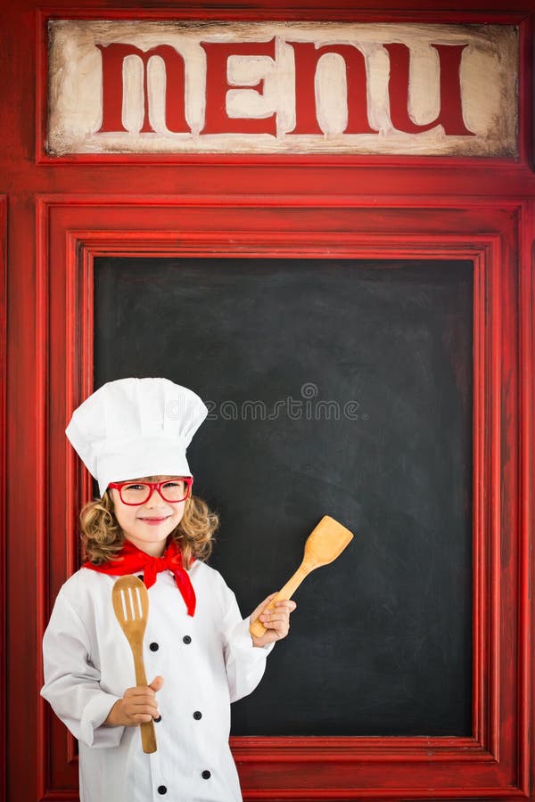 Cuoco del cuoco unico del bambino Concetto di affari di ristorante immagini stock