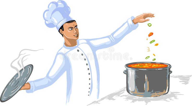 Cuoco del cuoco unico sulla cucina royalty illustrazione gratis
