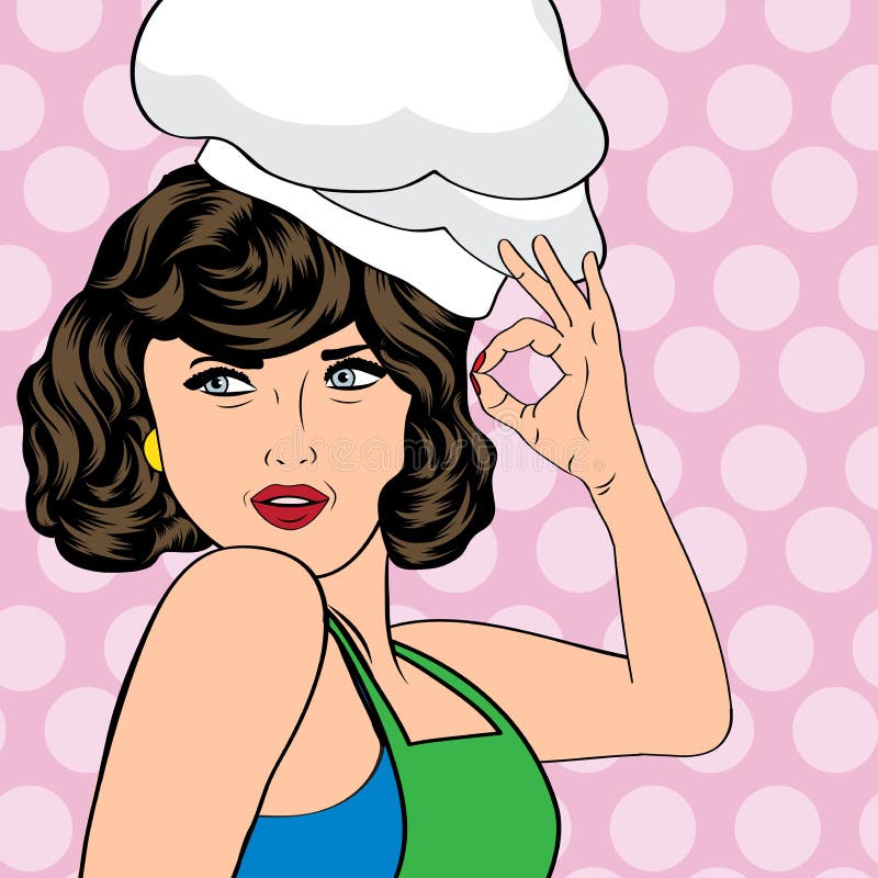 Cuoco della donna di Pop art illustrazione vettoriale Cuoco della donna di Pop art illustrazione vettoriale