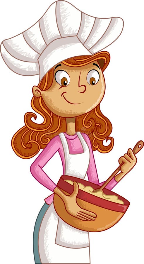 Cuoco unico della donna del fumetto illustrazione vettoriale Cuoco unico della donna del fumetto illustrazione vettoriale