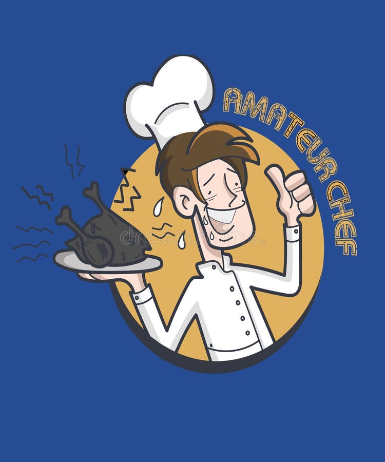 Cuoco unico dilettante con il tacchino o il pollo sul grafico del vassoio royalty illustrazione gratis Cuoco unico dilettante con il tacchino o il pollo sul grafico del vassoio royalty illustrazione gratis
