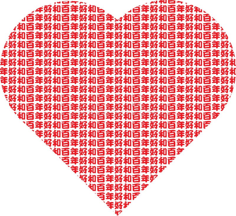 Cuore Cinese Con La Frase Fortunata Illustrazione Di Stock Illustrazione Di Tradizionale Caratteri