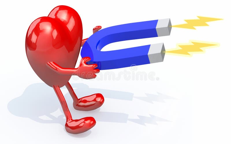 Cuore con i braccia, le gambe ed il magnete sulle mani royalty illustrazione gratis