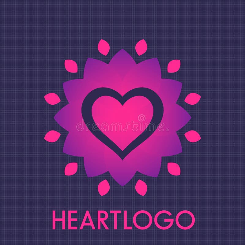 Cuore con il fiore, elemento di logo illustrazione di stock Cuore con il fiore, elemento di logo illustrazione di stock