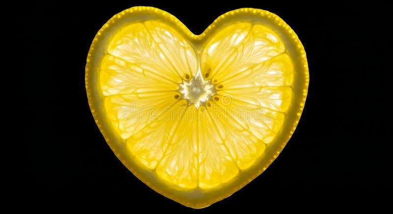 Cuore di limone fresco Una fetta di limone di Zesty Vibrant formata come un cuore che simboleggia la freschezza dell'amore e la vi illustrazione di stock