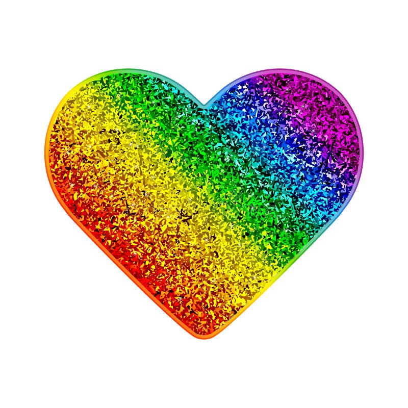 Cuore di scintillio dell'arcobaleno di gay pride Fondo brillante variopinto con le scintille Illustrazione di vettore nei colori