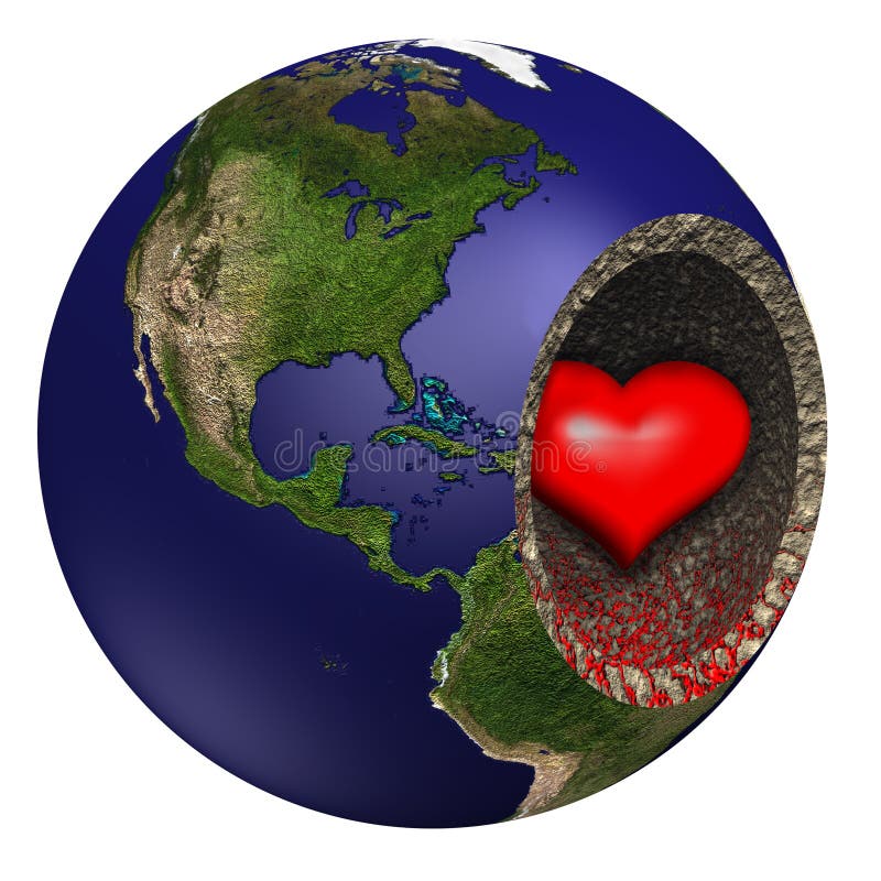 A Globe of earth with a Heart in the middle with bleeding veins illustrating a need to nurse the environment and take care of our world. A Globe of earth with a Heart in the middle with bleeding veins illustrating a need to nurse the environment and take care of our world.