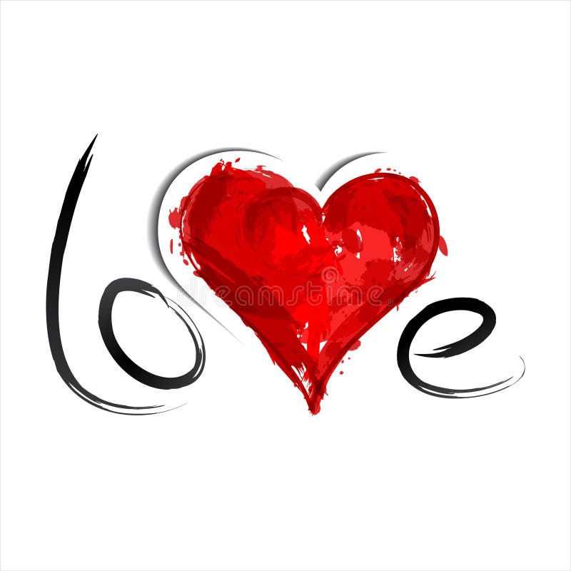 Cuore dipinto rosso. Amore illustrazione di stock