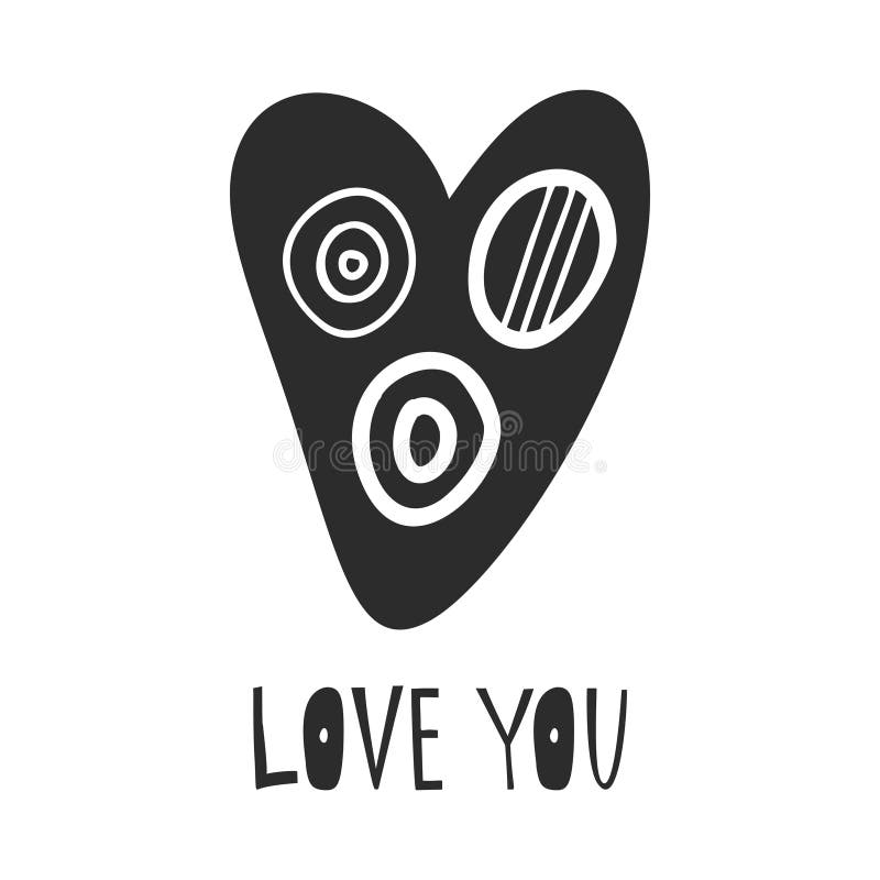 Cuore disegnato a mano con amore dell'iscrizione voi illustrazione di stock Cuore disegnato a mano con amore dell'iscrizione voi illustrazione di stock