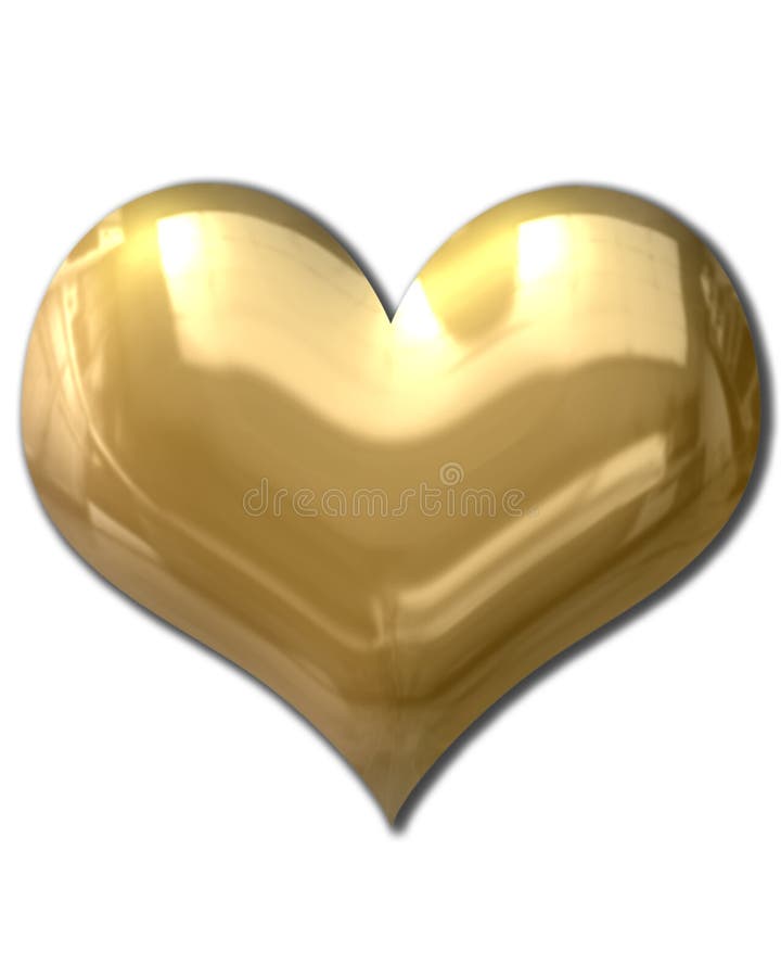 Cuore dorato gonfio illustrazione di stock