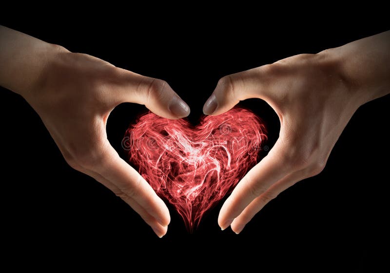 Sorcerer's hands creating heart-shaped spell. Sorcerer's hands creating heart-shaped spell.