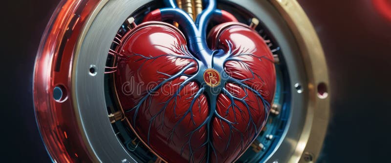 Cuore meccanico con dettagli complessi fotografia stock