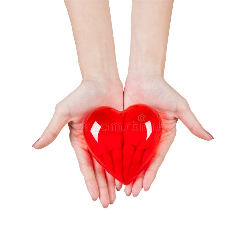 Cuore nelle mani isolate su fondo bianco immagine stock Cuore nelle mani isolate su fondo bianco immagine stock