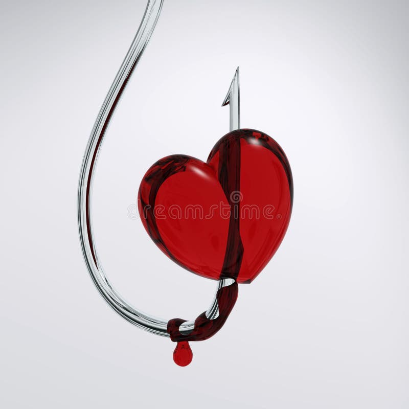 Cuore sanguinante sull'amo illustrazione vettoriale Cuore sanguinante sull'amo illustrazione vettoriale
